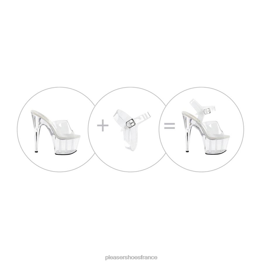 H4842145 brides de cheville transparentes détachables - taille 11-16 Pleaser Shoes clair