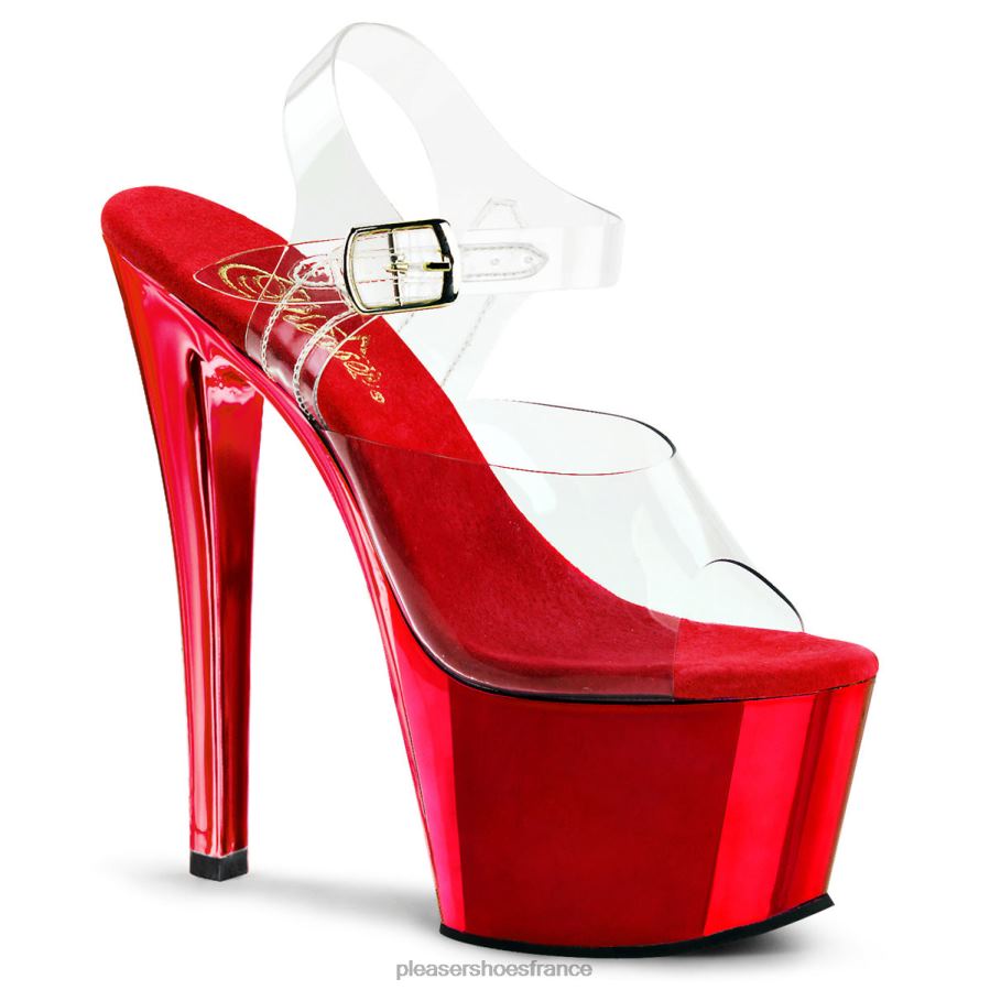 H4842133 ciel-308 Pleaser Shoes chrome clair/rouge