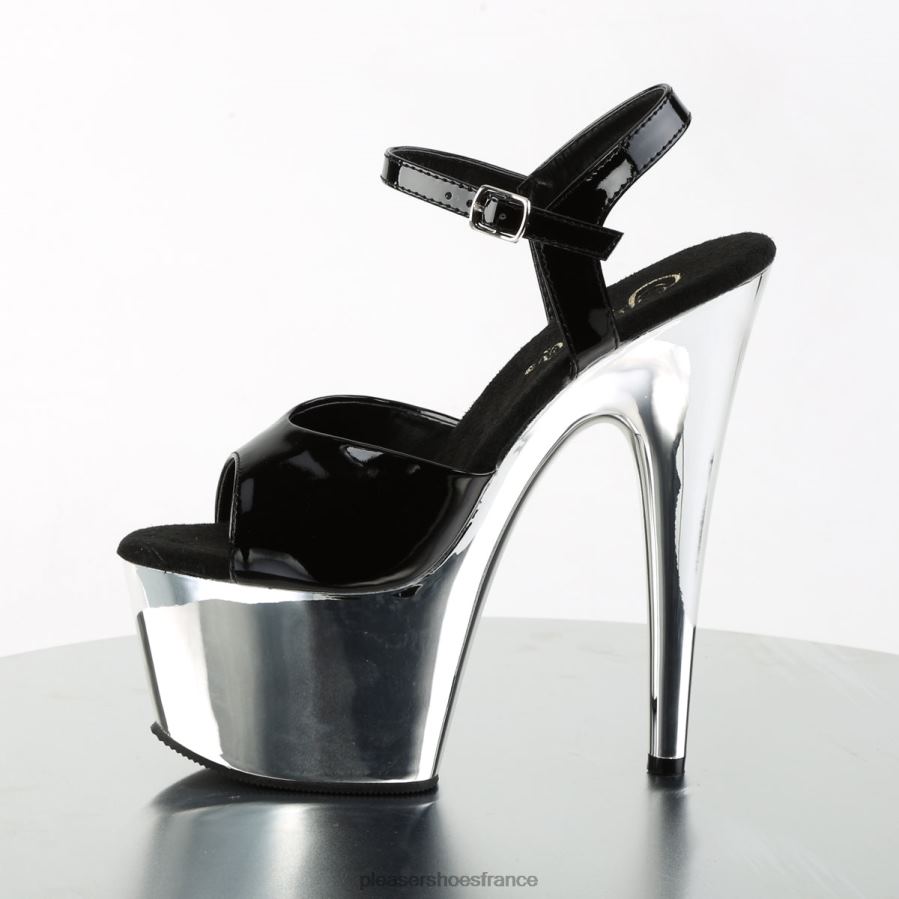 H484266 adorer-709 Pleaser Shoes noir/argent chromé