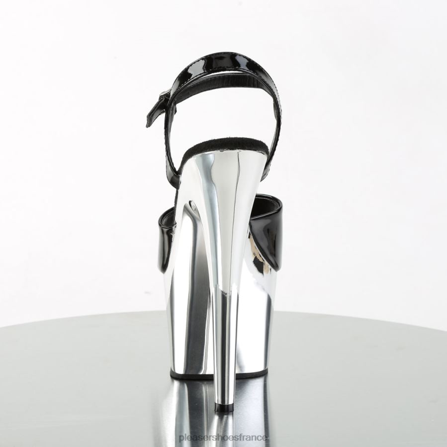 H484266 adorer-709 Pleaser Shoes noir/argent chromé