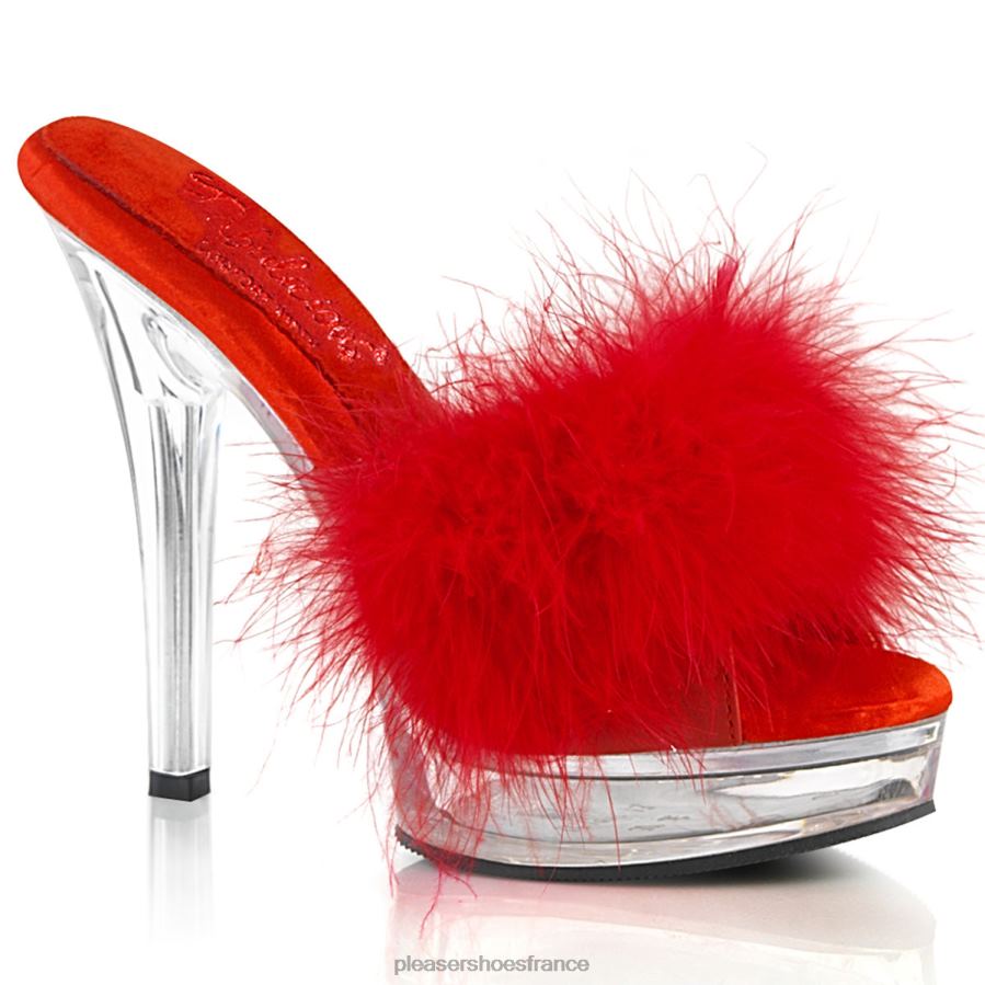 H4842430 majesté-501f-8 Pleaser Shoes simili cuir rouge/transparent