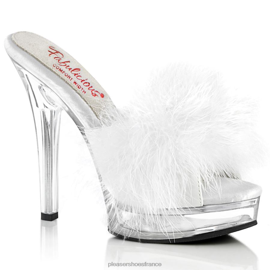 H4842431 majesté-501f-8 Pleaser Shoes simili cuir blanc/transparent