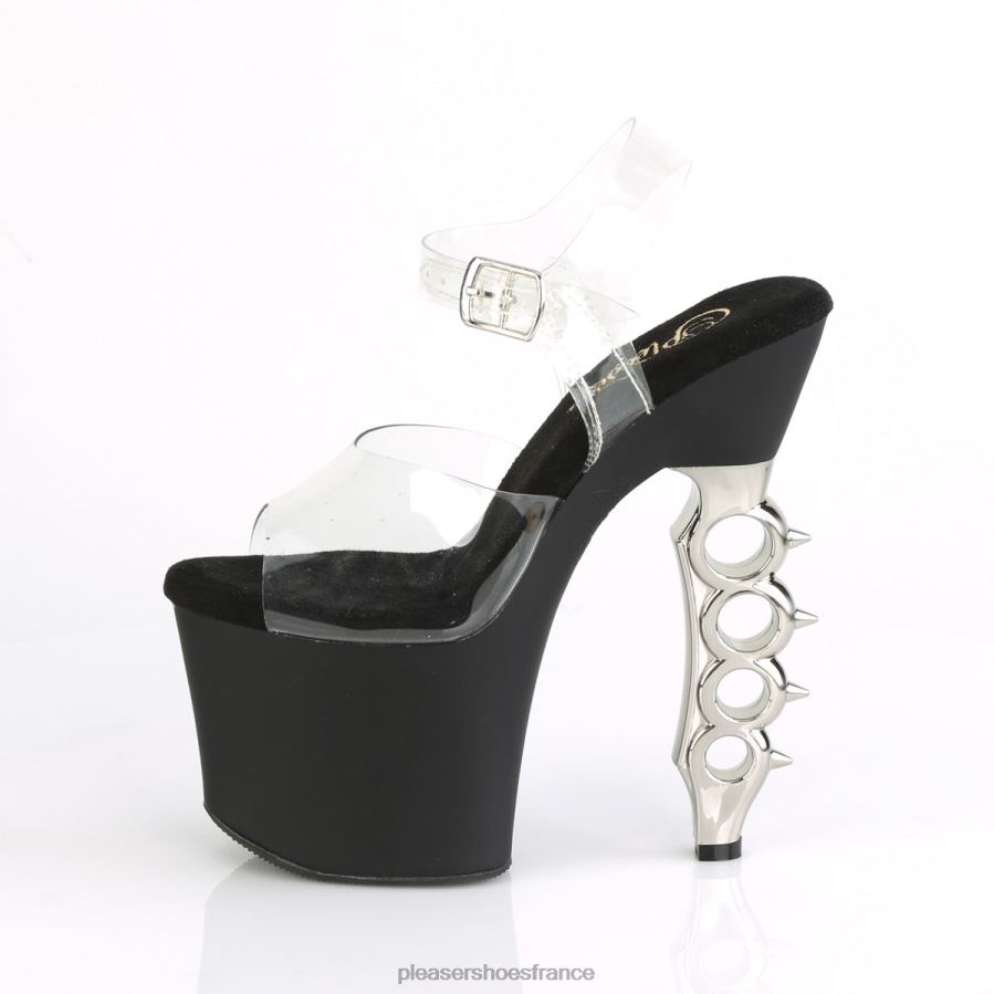 H4842167 poignée de fer-708 Pleaser Shoes clair/argent