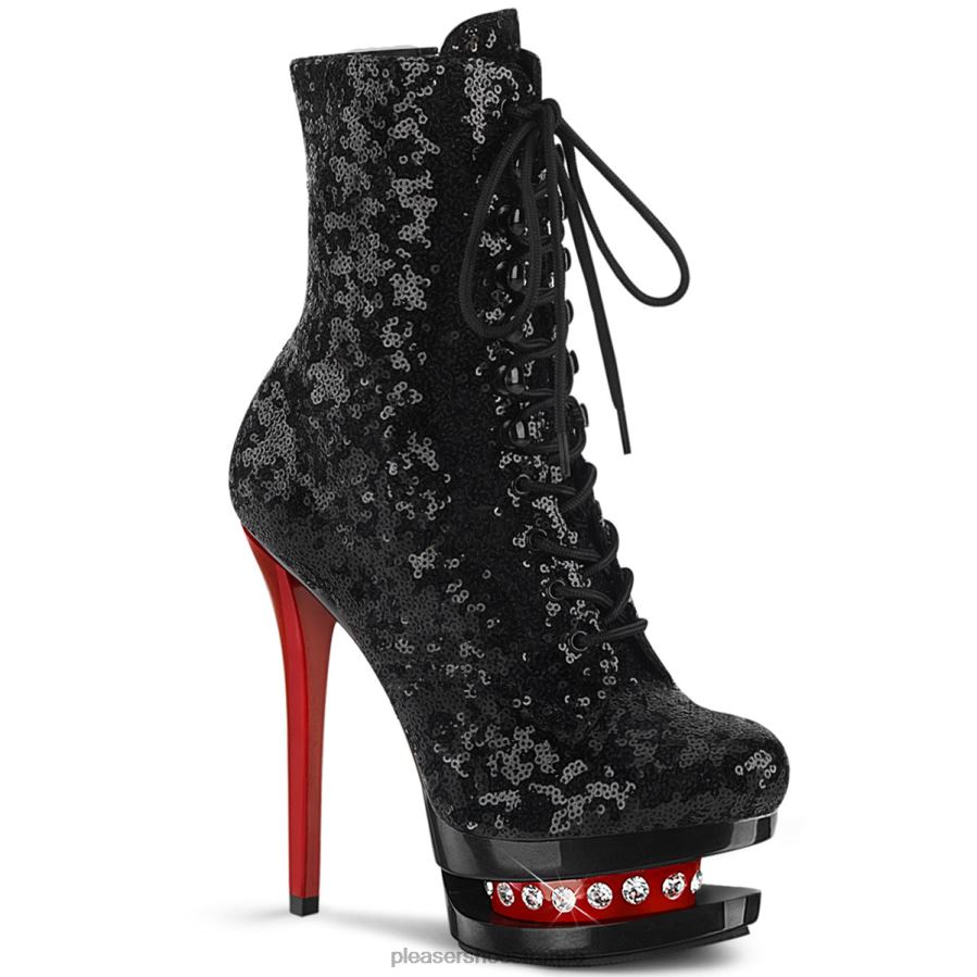H4842238 blondie-r-1020 Pleaser Shoes paillettes noires/rouges